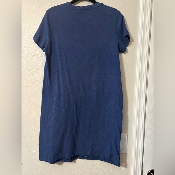 Philosophy Blue Mini T Shirt Dress with Red Embroidered Flowers. 100% Cotton - Picture 6 of 11